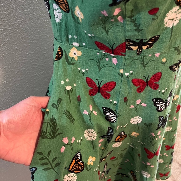 Collectif Green Butterfly Dolores Dress - Picture 5 of 10